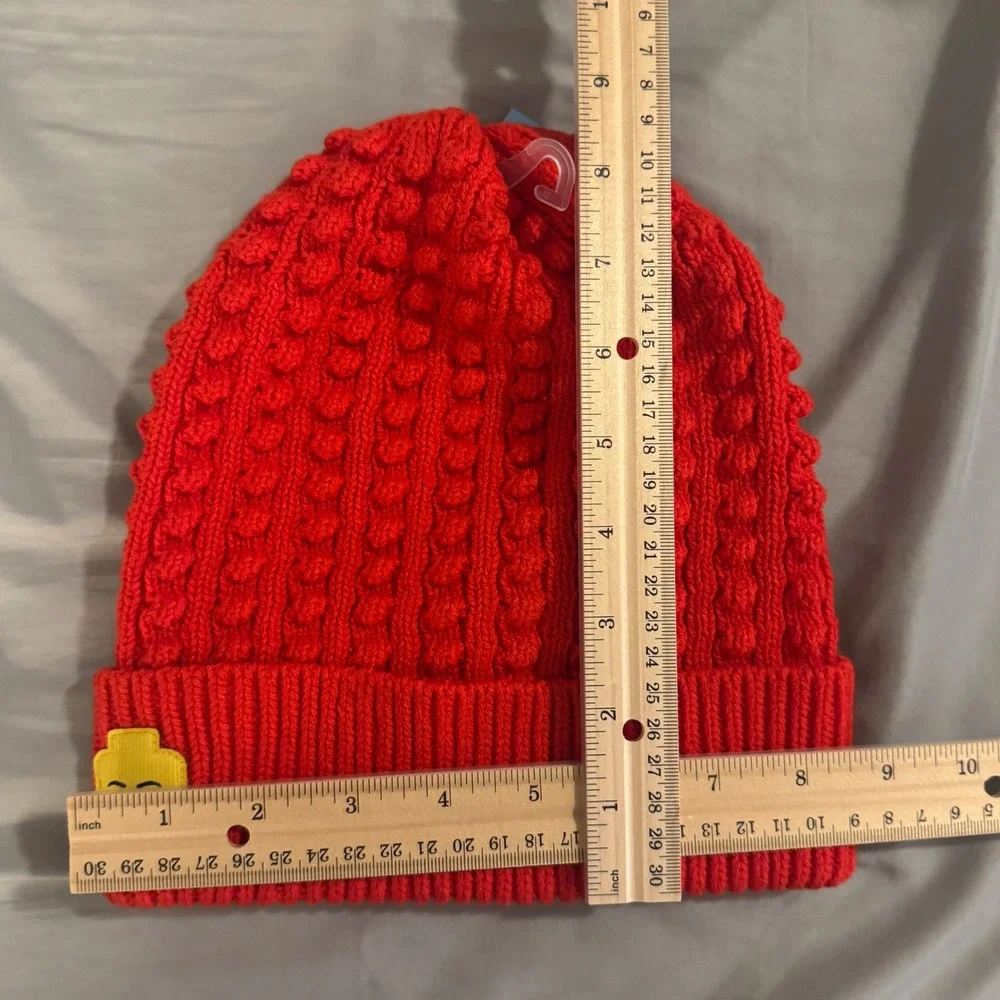LEGO Target Red Popcorn Knit Beanie Hat Minifigure Head Patch OSFM NWT